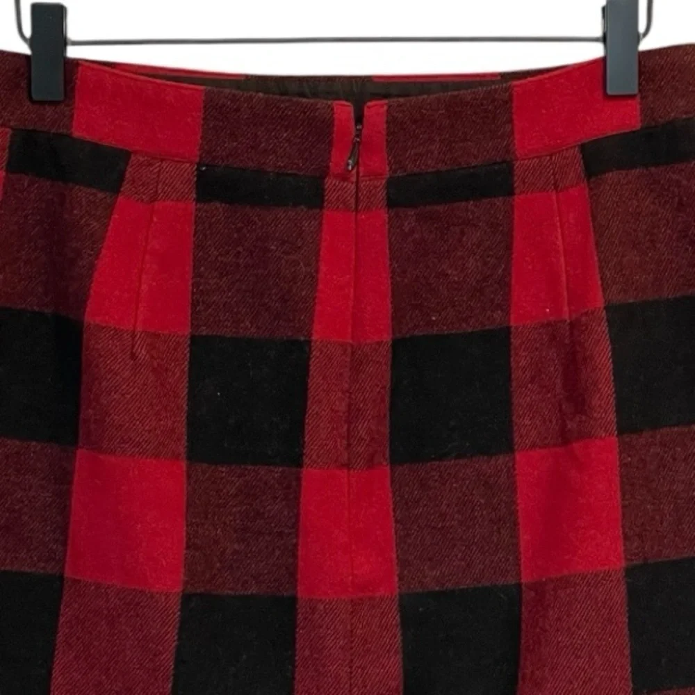 J. Crew Red/Black Checkered A-Line Mini Skirt, Wool Blend, Lined, Holidays, Sz 4 - Picture 13 of 13